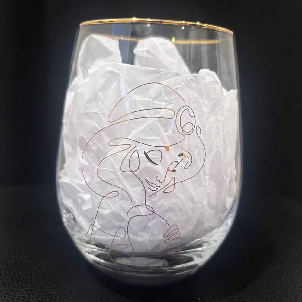 JoyJolt Disney Princess Jasmine Gold Sketch Stemless Wine Glasses Clear 19 fl oz